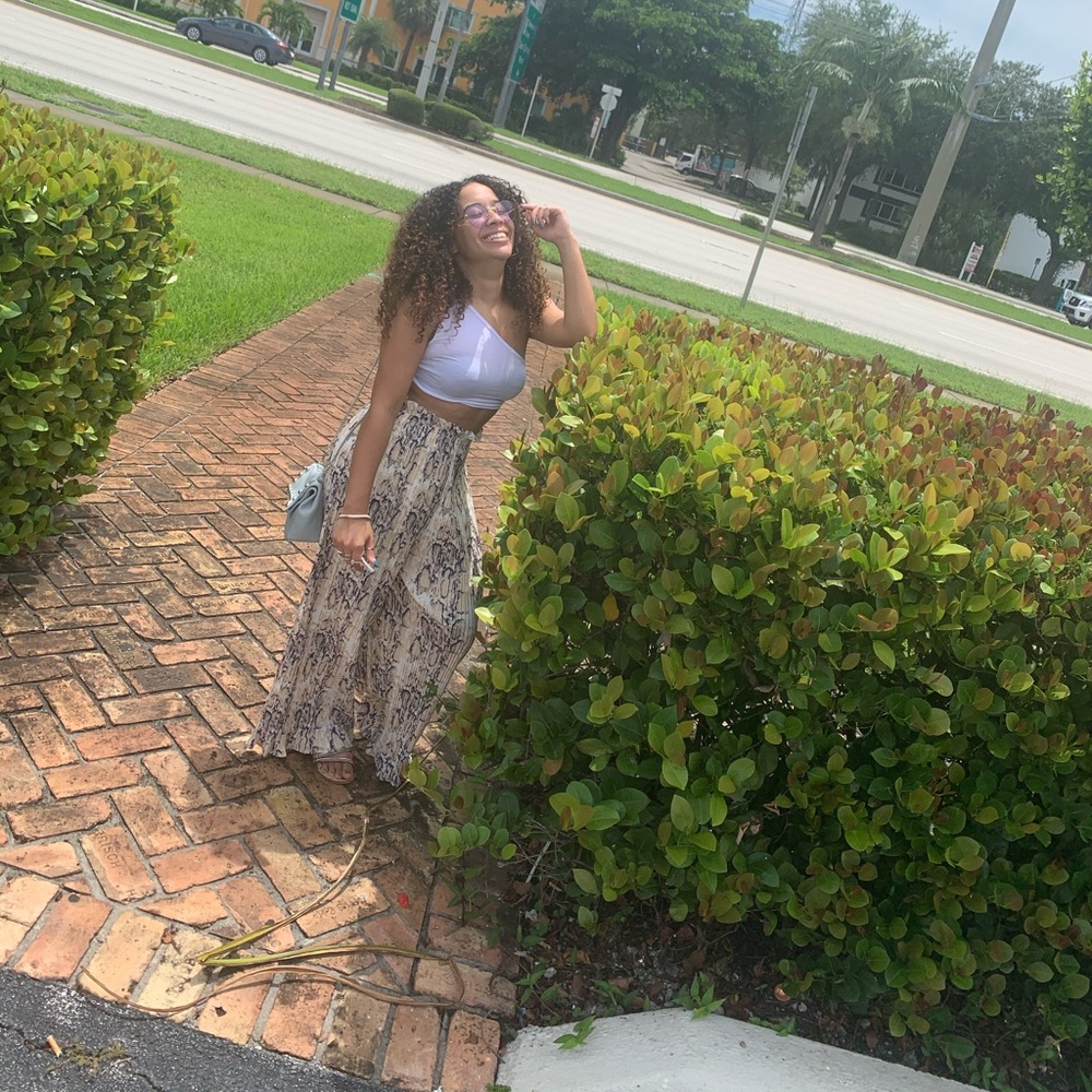 High waist snake print flowy pants